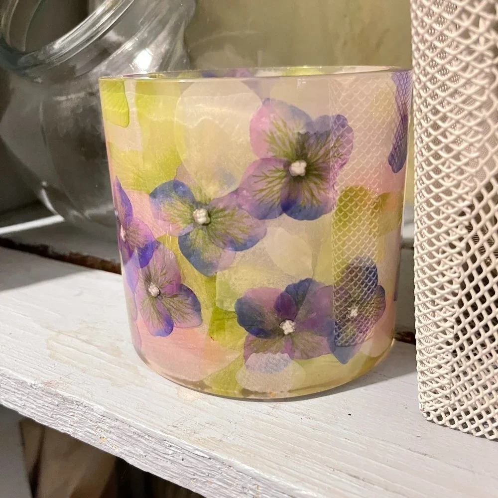 Lucite Floral Pillar Candle Holder